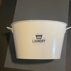 White Metal Laundry Bin with Handles